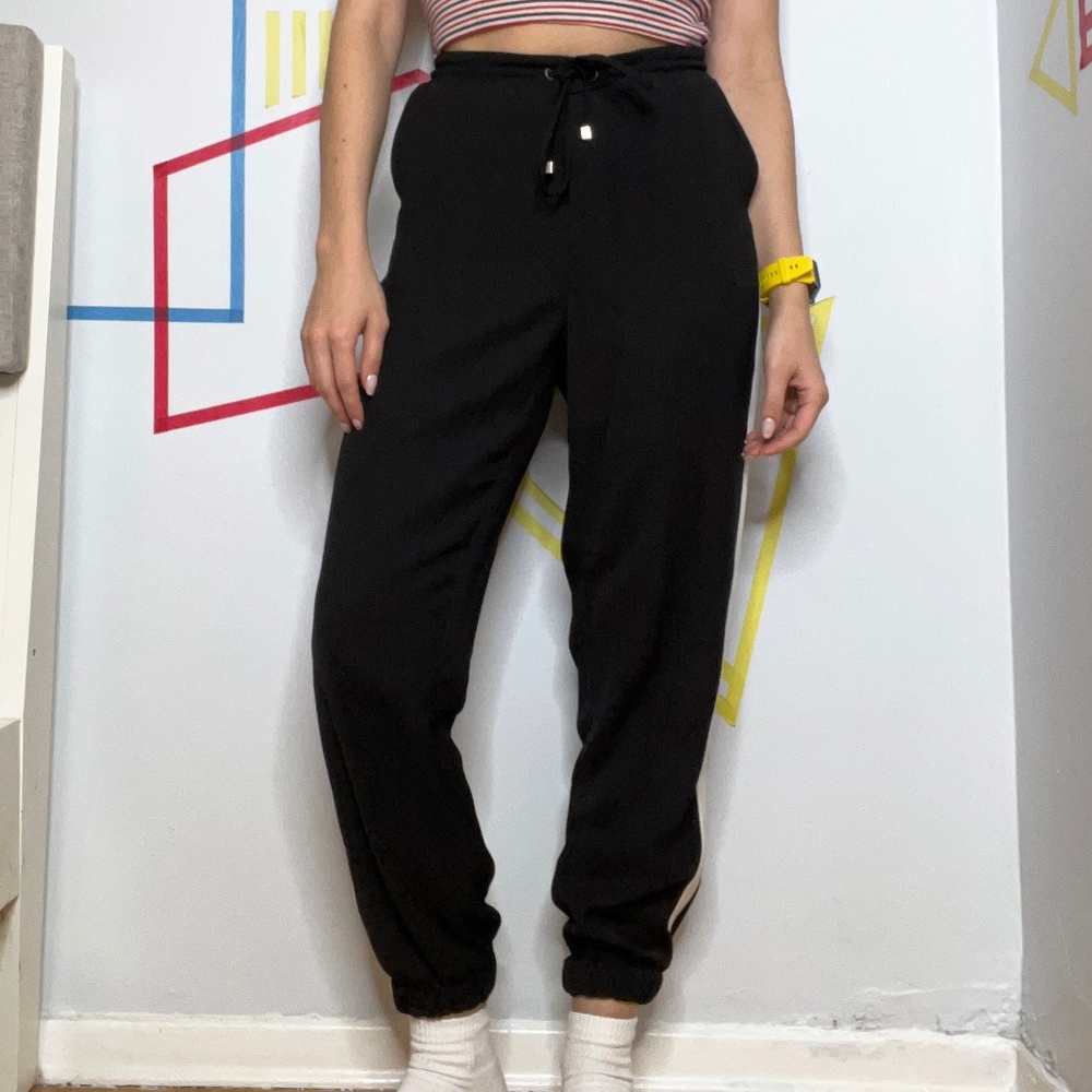 Urban Planet Black Joggers with White Stripe